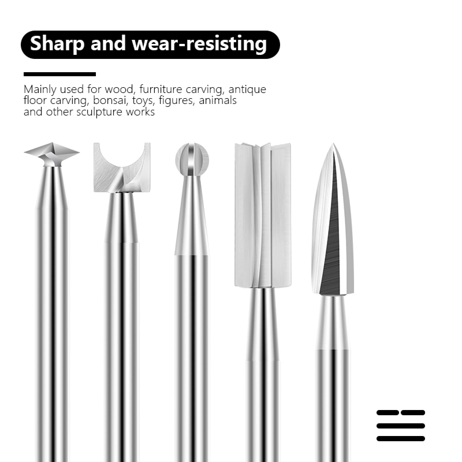 mèche de sculpture sur bois 10 pièces mèches de gravure sur bois 2.35mm tige carbure mèche de meulage arêtes vives outils de forage du bois