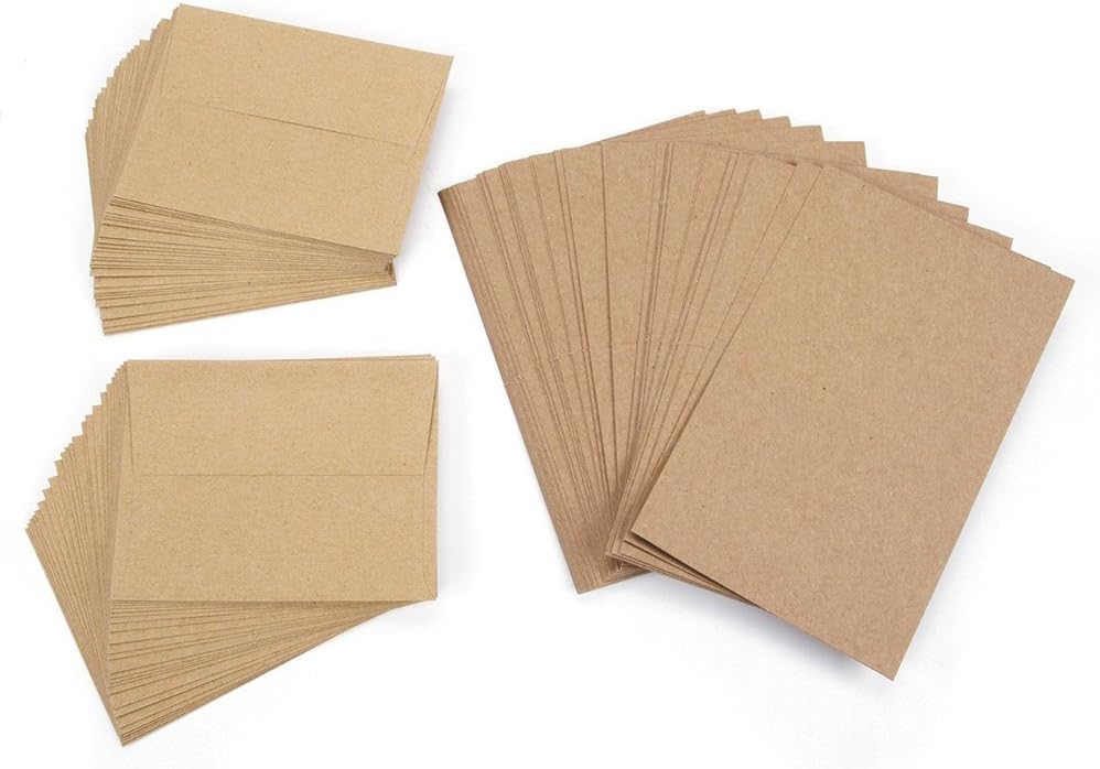 Peacheart 50Piece Brown Kraft Paper Envelopes and 50