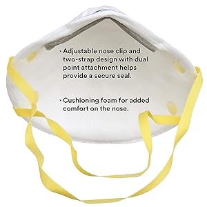 3M Particulate Respirator, 8110S, N95, Unsealed, Smaller Size, NIOSH APPROVED, Adjustable Noseclip, Two Strap Design, Advanced Electrostatic Media, Nosefoam, Disposable, (Pack of 20)