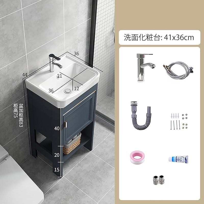 AZIEBAY 【コントラスト】 セラミック製洗面ボウル。収納キャビネット、温水・冷水用蛇口、排水アクセサリーを一体化。屋内・屋外兼用、ガーデンシンク