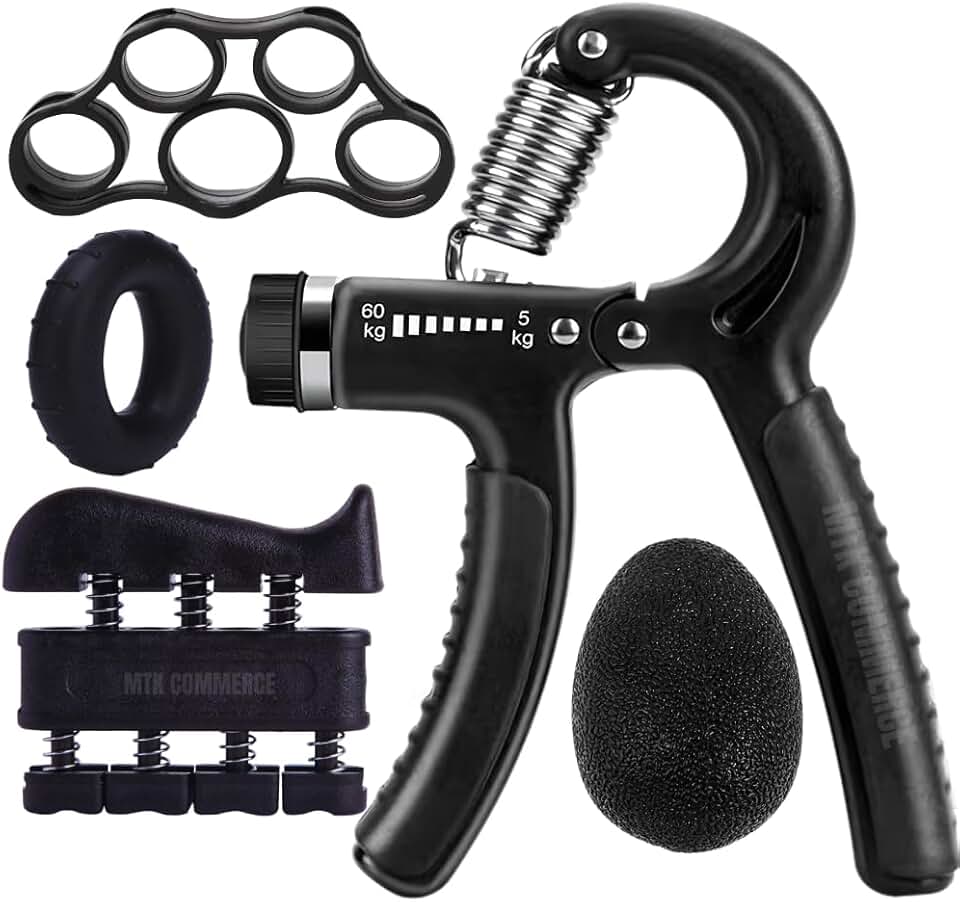 Hand Grip Kit com 5 Peças Fortalecedor de Mão Exercitador Dedos e Punhos Exercício Fisioterapia Dedos Mãos