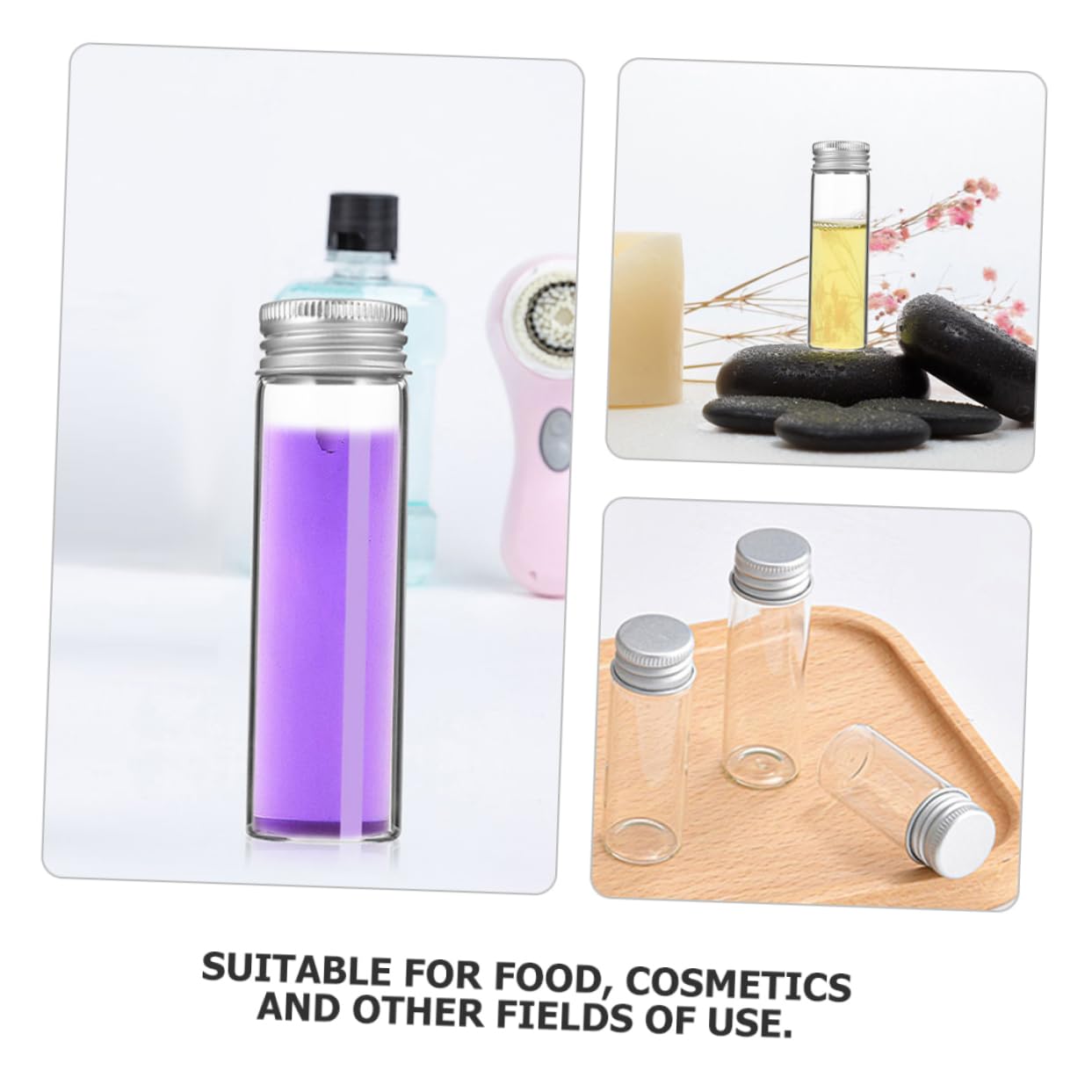 POPETPOP 30piezas Tubos de Ensayo de Vidrio Transparentes con Tapa de Rosca Metalica Frascos Pequenos para Almacenar Cuentas Purpurina para Muestra de Laboratorio y Prueba de Aceite