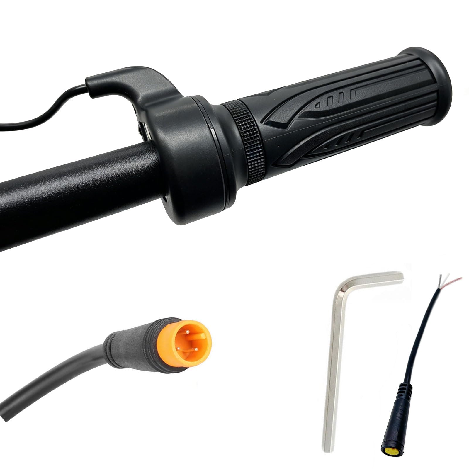 Ebike Full Twist Throttle 3 pin for Macfox, Universal 12V-72V Compatible with happyrun Heybike Lextric, Electric Bike Throttle
