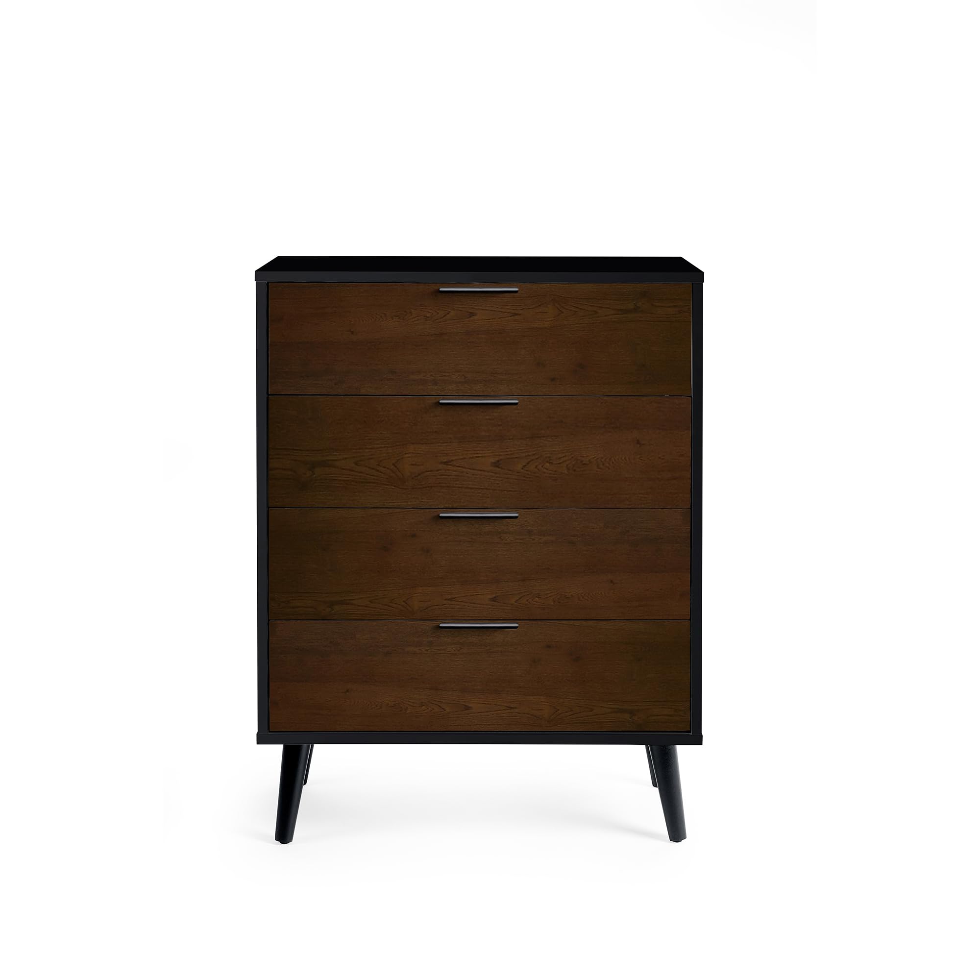 Julian Bowen Alba 4 Drawer Walnut Oak And Matt Black Wide Chest Of Drawers