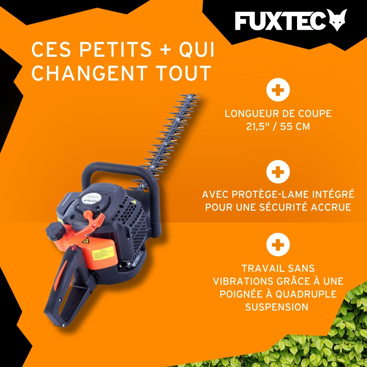 Taille-Haies Thermique FX-MH126 Lames asymétriques Guide Chaine 55 cm 25,5 cm3 6 kg