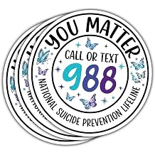 3 Pcs You Matter 988 Suicide Prevention Sticker, Mental Health Awareness Message, Stickers Die-Cut Waterproof for Laptop, Water Bottle, Phone, Window, Helmet