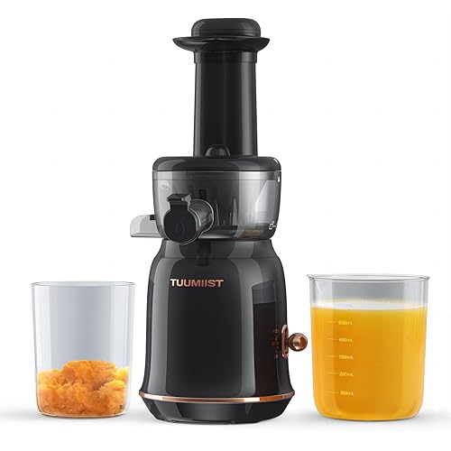 Juicer Machines, Cold Press Juicer for Vegetable and Fruit with Upgraded Slow Juicing Technology, Powerful Motor and Reverse Function, Compact Size for Space-Saving Juicer, Black Gold