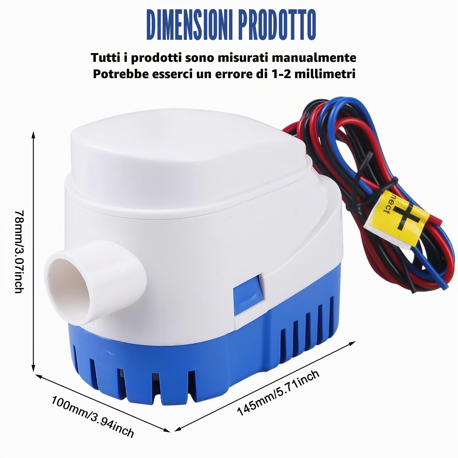 Pompa di sentina automatica, 12 V, 1100 GPH/70 LPM, pompa di sentina automatica per barche, stagni, piscine, blu