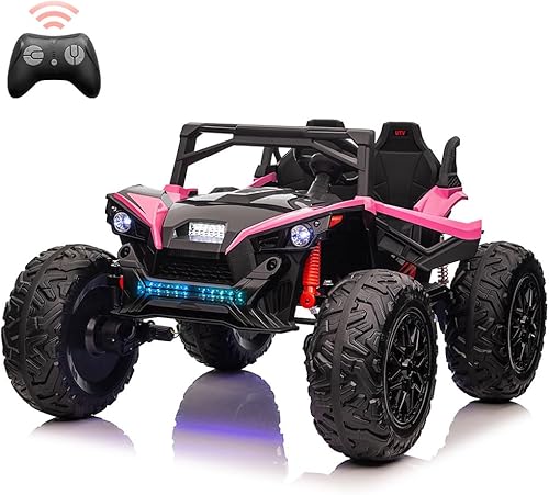 UTV de 2 plazas de 24 V 10 Ah con control remoto, ruedas de EVA extra grandes de 17 pulgadas y vehículo eléctrico 4WD de 20.5 pulgadas de ancho con