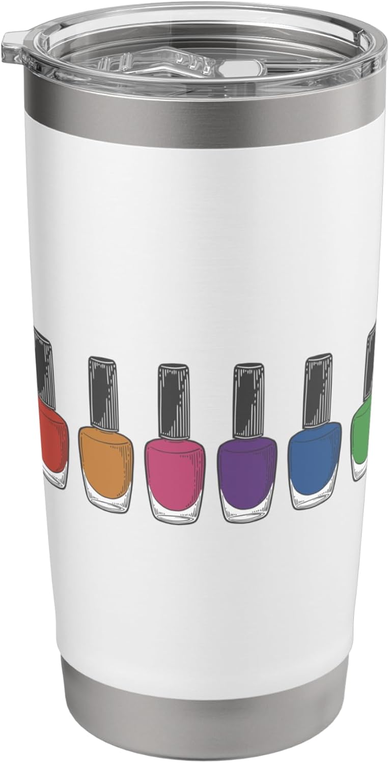 Nail Tech Various Shades of Nail Polish Stainless Steel Insulated Tumbler