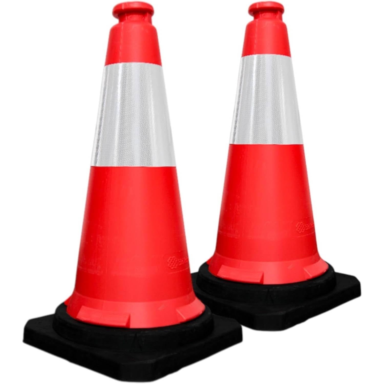 Berry 75CM Traffic Cones - Red High Visibility Traffic Safety Cone with Reflective and PVC Black Base, 30 Inch PE Portable Road Cones for Street (Set of 2)