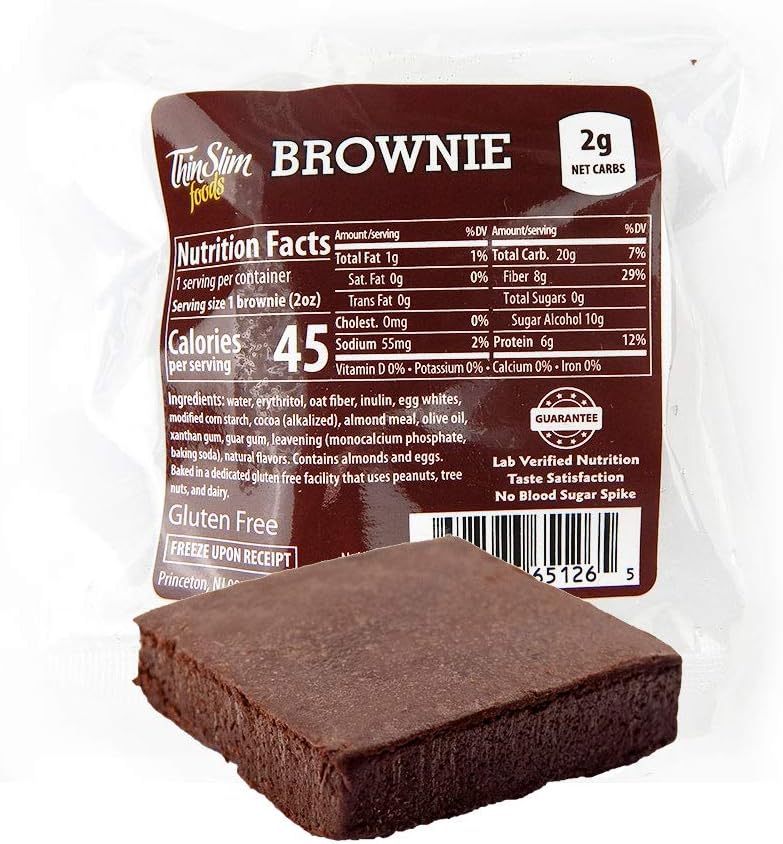 ThinSlim Foods Low Carb Brownies - Chocolate, Low Calorie 8 Pack