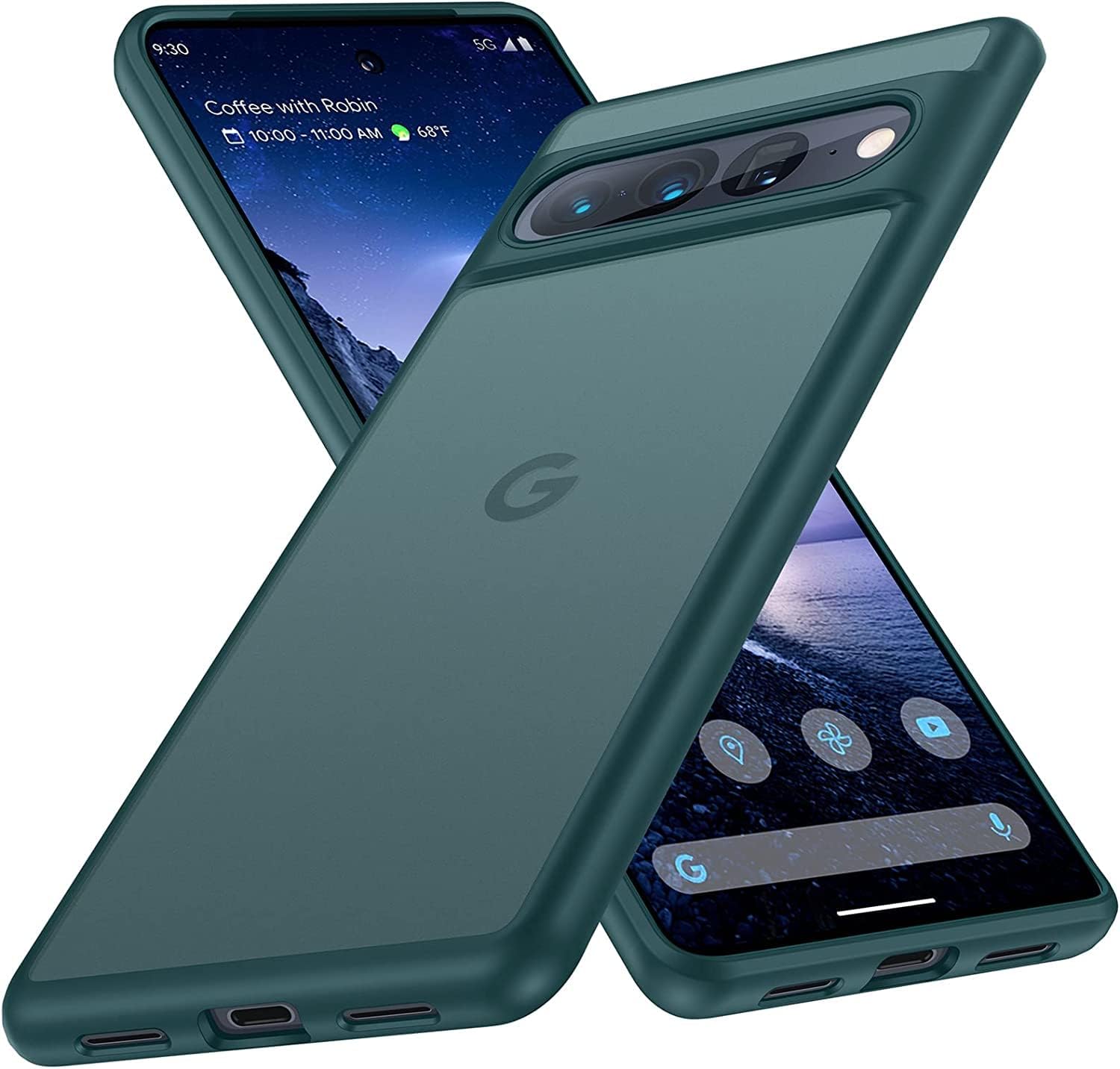 HumixxTranslucent Matte for Google Pixel 7 Pro Case, [Mil-Grade Protection] [Anti-Fingerprint] Silky Hard PC Back with Non-Slip Soft TPU Edge, Airbag Shockproof Case for Pixel 7 Pro Case, Dark Green