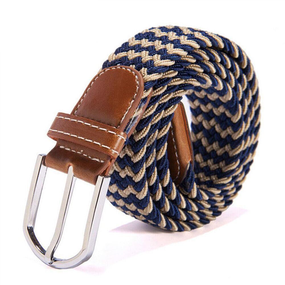 Anso Men's 16 Wo Elastic Braided Woven Belt Buckle Stretch Waist Belt For Jeans Pants Enduring Stretch Woven Belt (16)