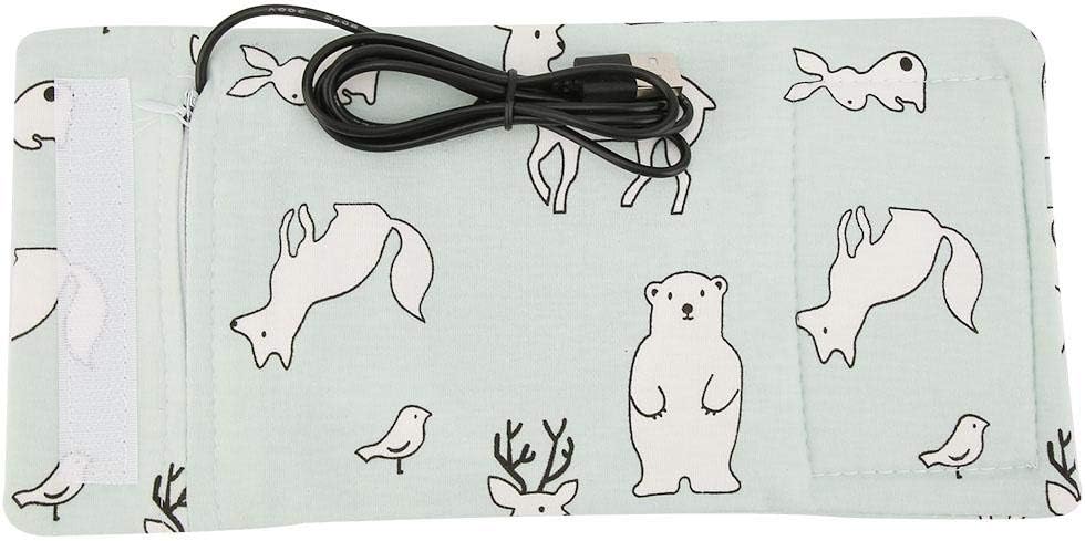 Baby Bottle Warmer with USB Plug Portable Milk Travel Keeper Storage Bag for Toddler Milk Bottle Insulation Thermostat(Polar Bear-Pattern)