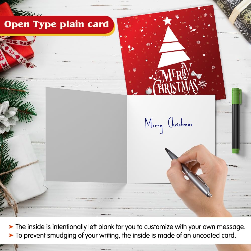 Christmas Cards Pack of 24 Red Theme Luxury Xmas Cards Packs (145 x 150 mm) Pack of Christmas Cards with Envelopes Perfect For Seasonal Gifts - Image 4