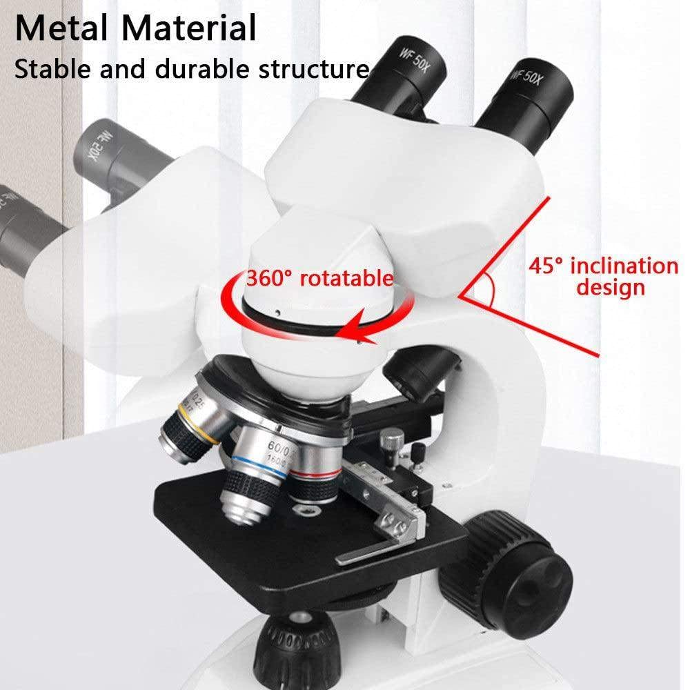 Microscopio De Laboratorio Compuesto De Grado De Investigación con Etapa Mecánica, Condensador Abbe, Cabeza Binocular, Dioptría Ocular Ajustable En Ambos Tubos Oculares,10000X