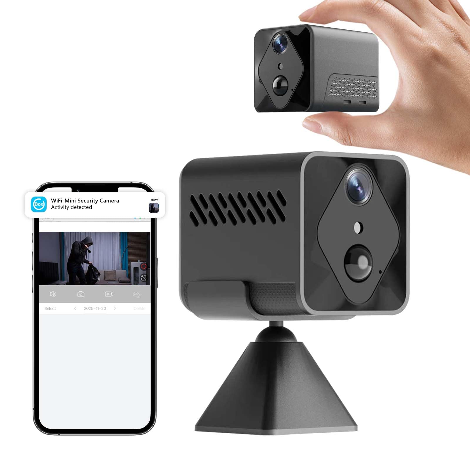 Mini WiFi Wireless Camera 2K Indoor Hidden Camera for Home Security Portable Battery Operated Small Camera Auto Night