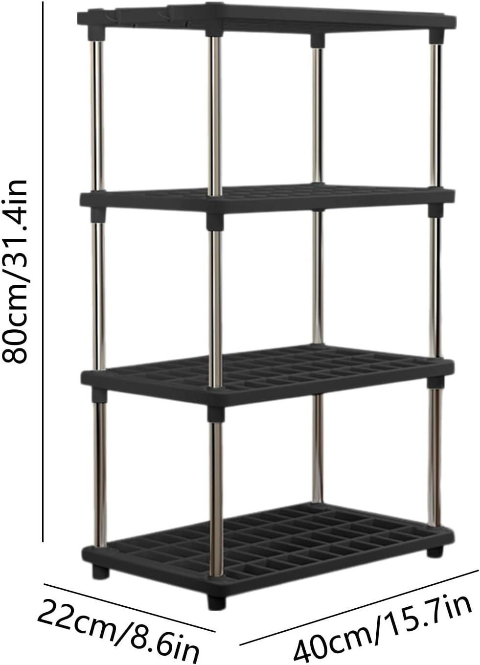 4-Tier Storage Shelf – Standalone or Connectable Heavy-Duty Metal Rack for Instant Kitchen, Pantry & Closet Organization, Easy Assembly