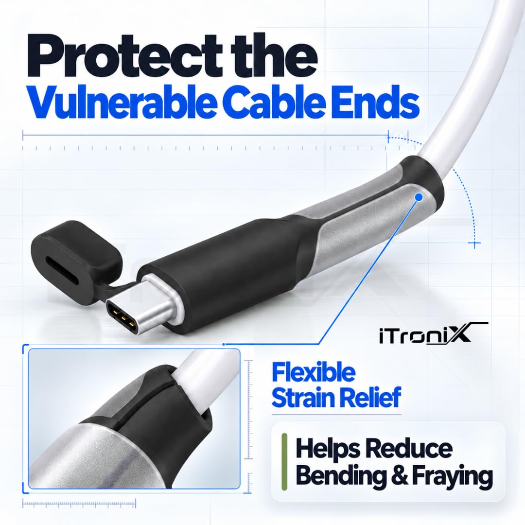 iTronix Cable End Protector ONLY SUITABLE FOR iPhone Charger Cable (Type-C to Type-C) Protective Dust Waterproof Cover Reinforced Protector Cap — Amazon image 4