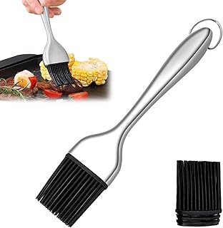 iTGOOS Basting Brush, Silicone Brush Head, Silicone Heat Resistant Pastry Brushes Silicone Basting Brush with Premium Stainless Steel Handle for BBQ Grill Barbecue Baking Kitchen Cooking (20cm)