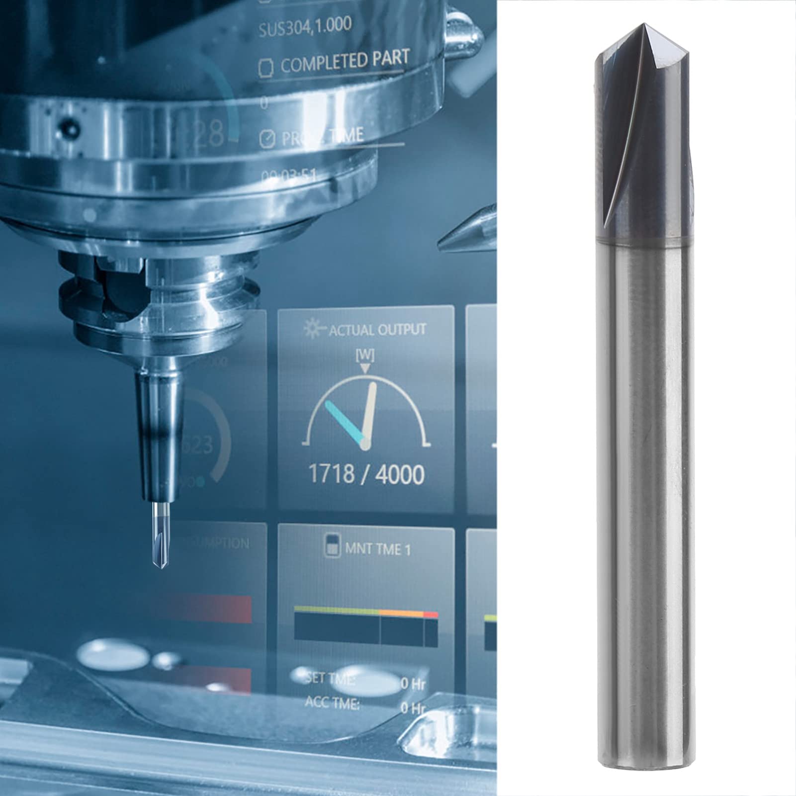 Ejoyous Wiertło z 3 Rowkami do Fazowania ze Stali Wolframowej Frez do Fazowania 120 Stopni 6 Stylów Jednoczęściowa Konstrukcja Frezowania CNC Grawerowanie Aluminium Użytkownicy Miedzi (D8*120°*60L)