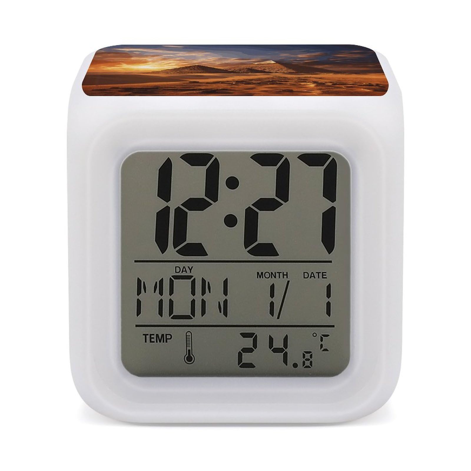 VstaDank Egyptian Pyramids Alarm Clock Alarm Clock with 7 Color Changing Digital Clocks for Bedrooms Sleep Training Clocks with Large Display for Office Kitchen Living Room