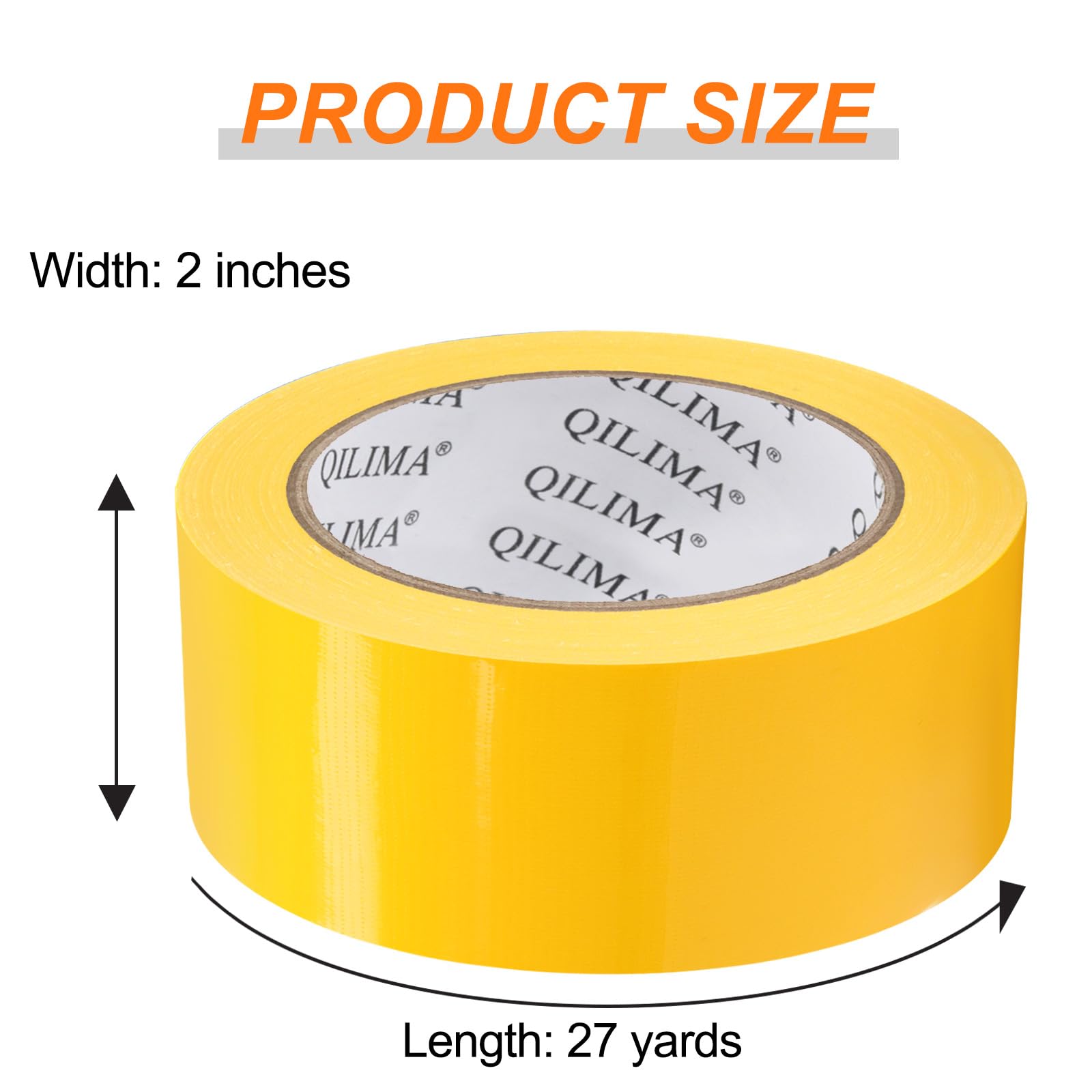 QILIMA Nastro adesivo nastro in tessuto qualità premium 50 mm x 25.1 m adesivo senza residui, forte, colore giallo