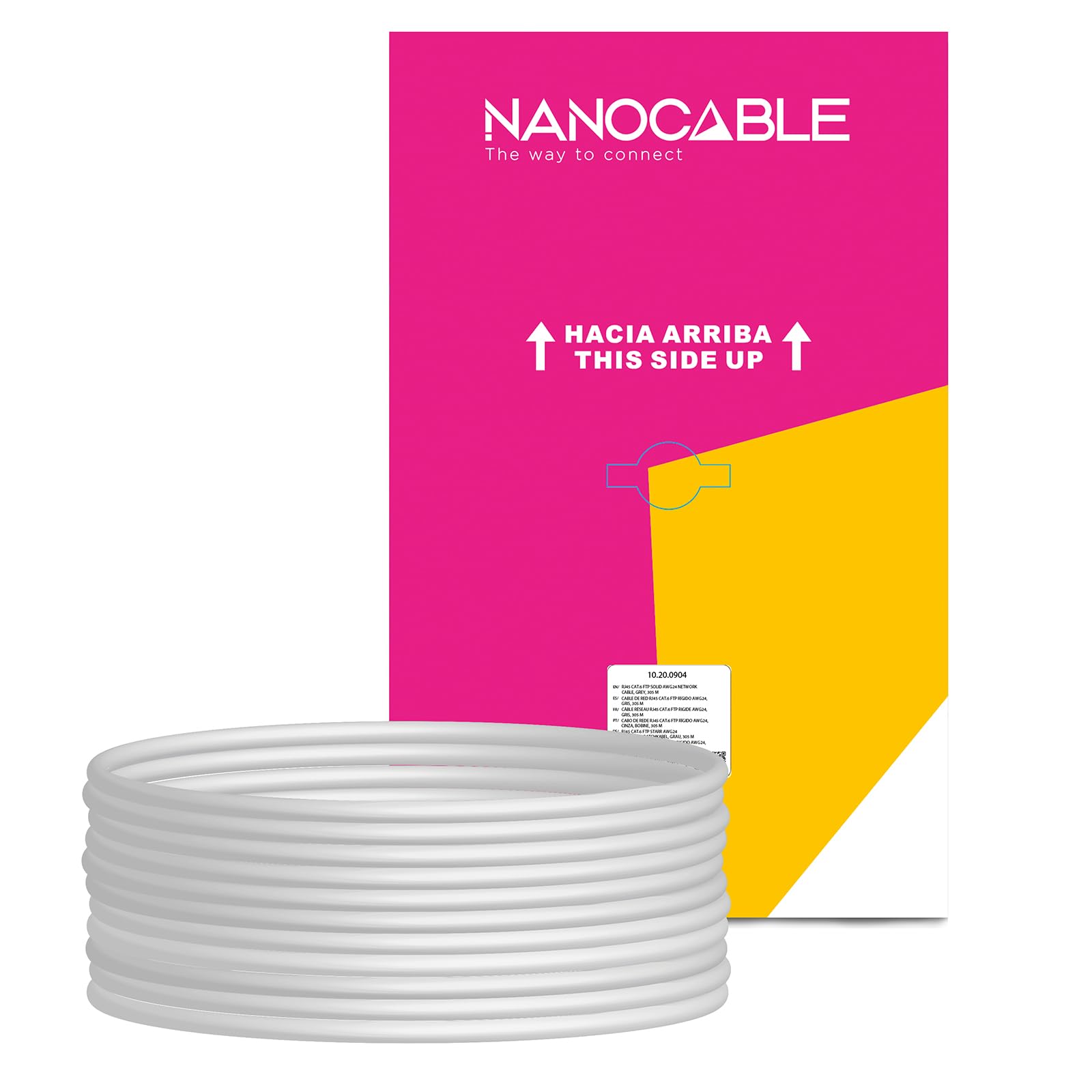 Nanocable - Cable de Red Ethernet Rígido RJ45 Cat.6 FTP AWG24 Bobina de 305m Gris (Android)