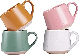 Cutiset 13 Ounce Multicolor Ceramic Coffee Mugs, Unique Glazed Microwave Safe and Oven Safe Coffee Mug,for Tea,Coffee and Hot Chocolate,Set of 4