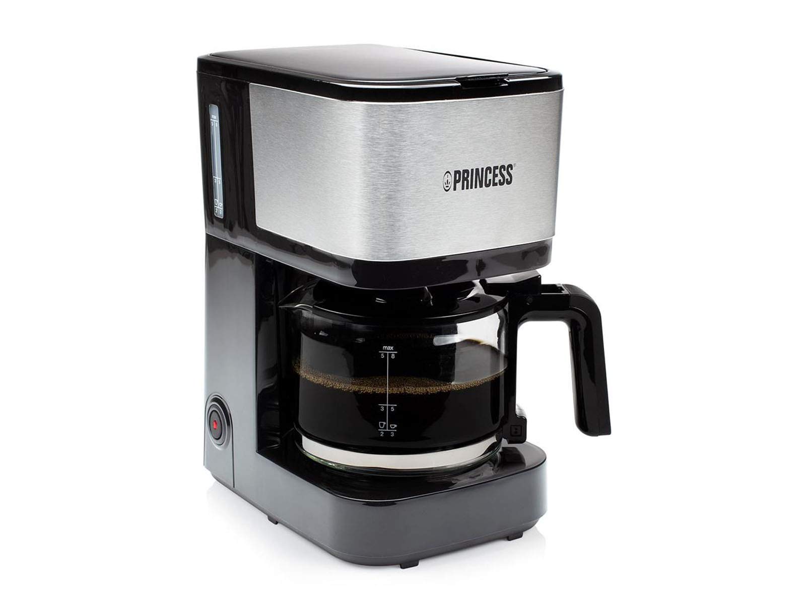 Princess Filterkaffeemaschine, 0,75 L, 8 Tassen, für Camping | Glaskanne, Permanentfilter, Tropfstopp, Spülmaschinenfeste Teile, 01.246030.01.001