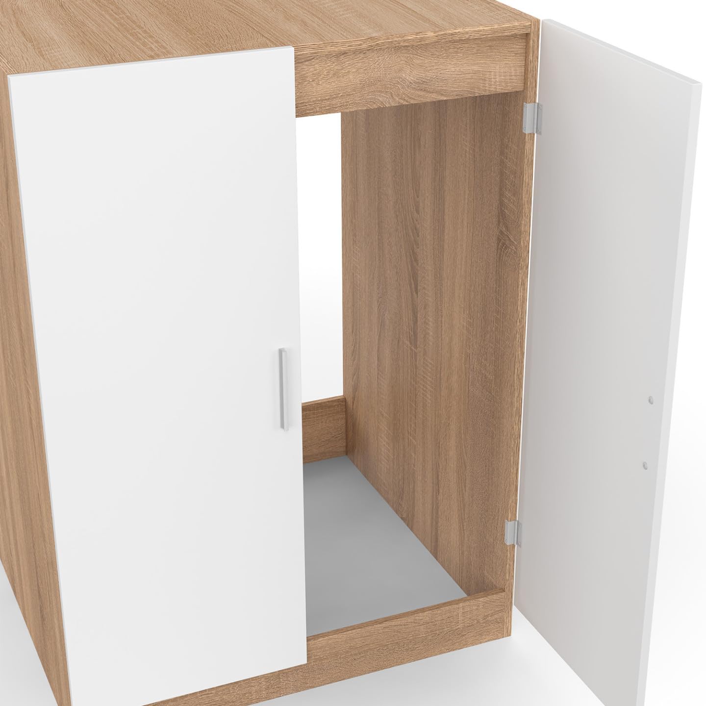 IDMarket – Mueble para lavadora con puertas Wallis blanco y madera efecto haya