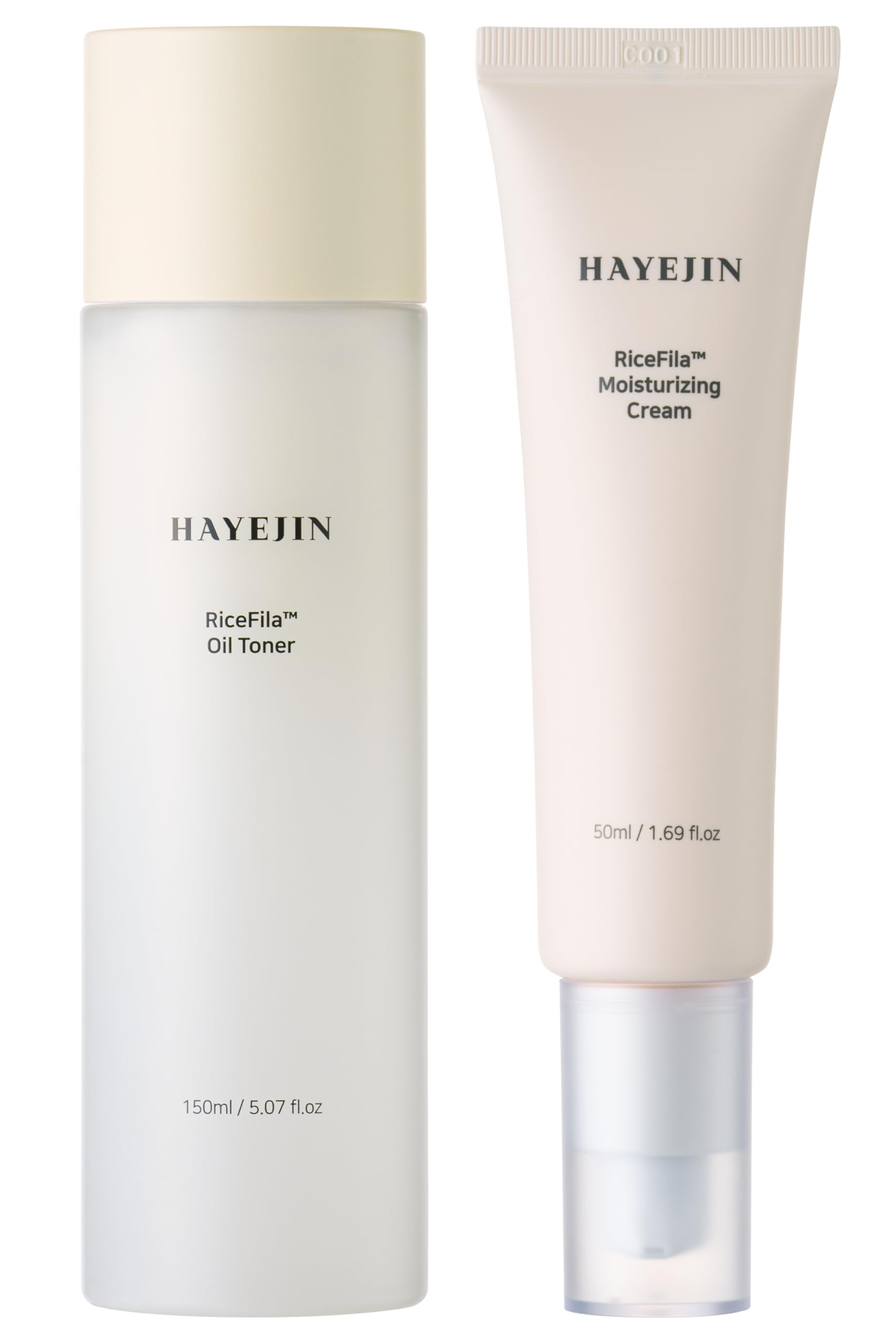HAYEJIN RiceFila™ Oil Toner for face (5.07 fl oz) + Moisturizing Cream (1.69 fl oz) - RiceFila Radiance Duo – Face Toner & Moisturizer Bundle