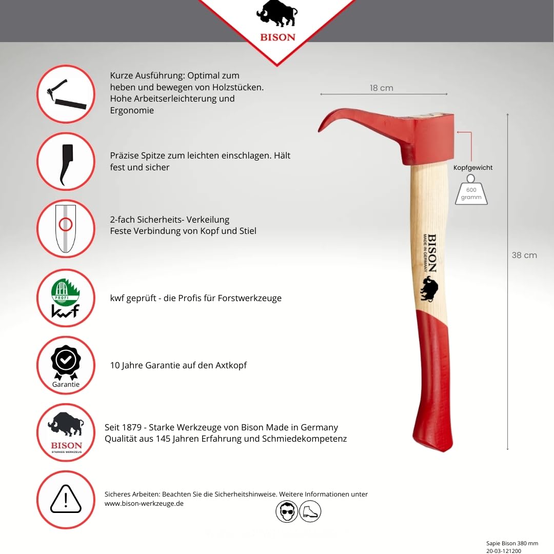 Ascia Manuale MAXPOWER 400mm - Acciaio Carbonio Con Impugnatura Antiscivolo - Foto 7