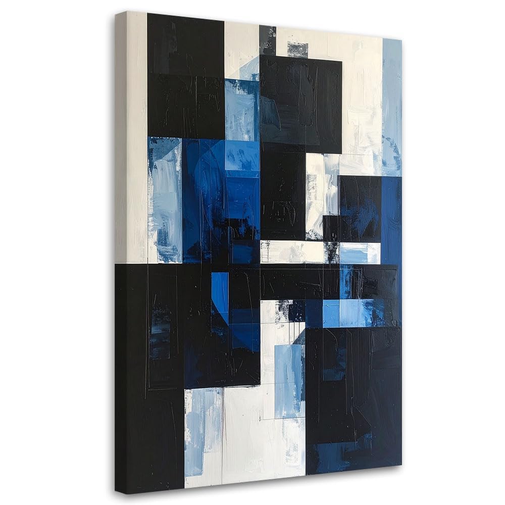 Lienzo de pintura abstracta azul acrílico de alta calidad BOSKMS para oficina 7
