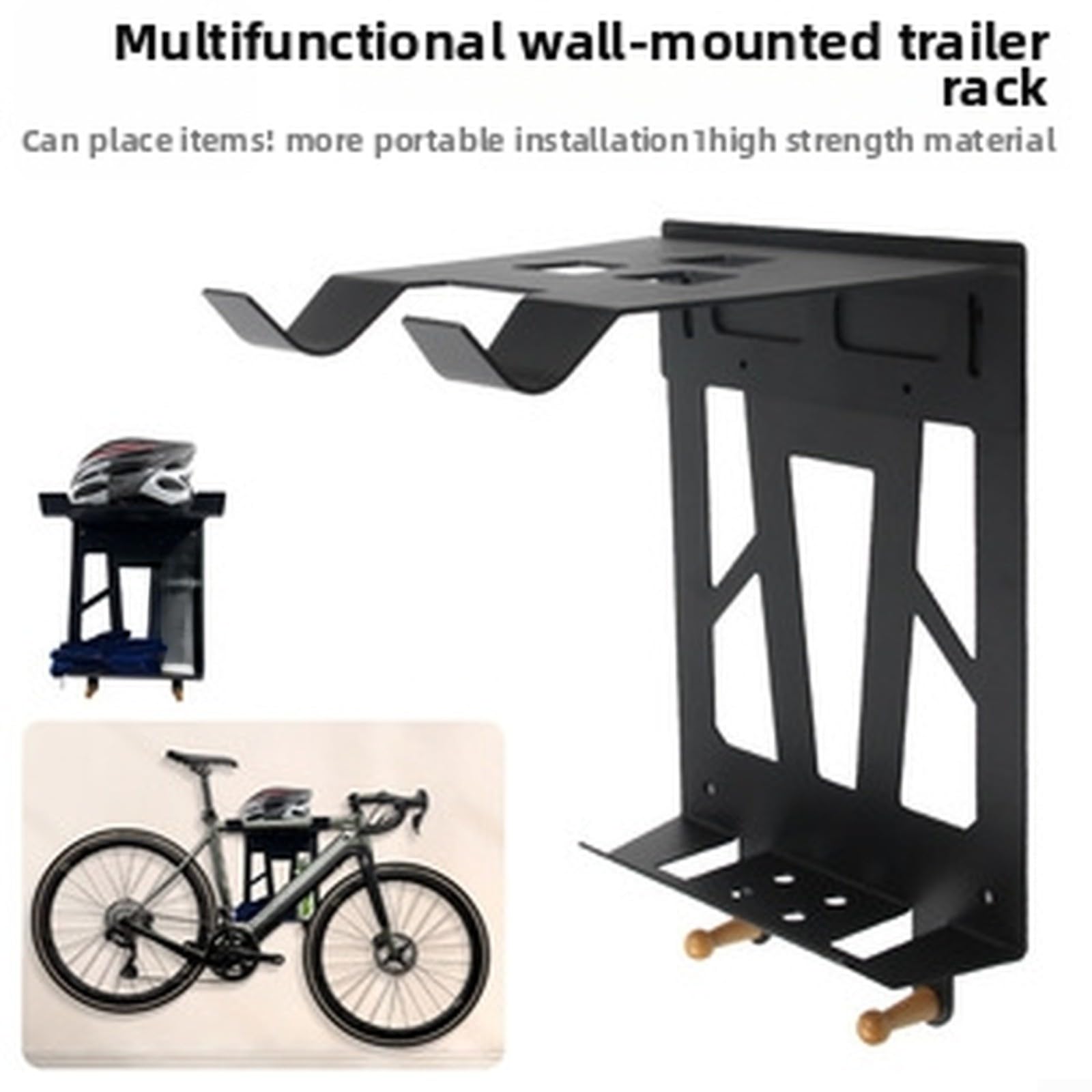 Portabici da parete per interni, multifunzione, in acciaio al carbonio, gancio per bicicletta, per conservazione, manutenzione, resistente all'abrasione, organizer verticale da garage per