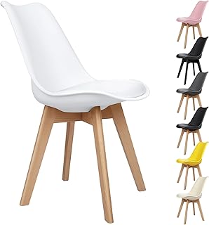ALFORDSON PU Leather Dining Chair Set of 4 with Wood Legs, Kitchen Cafe Chair with Ergonomic Backrest & Anti-Slip Floor Pr...