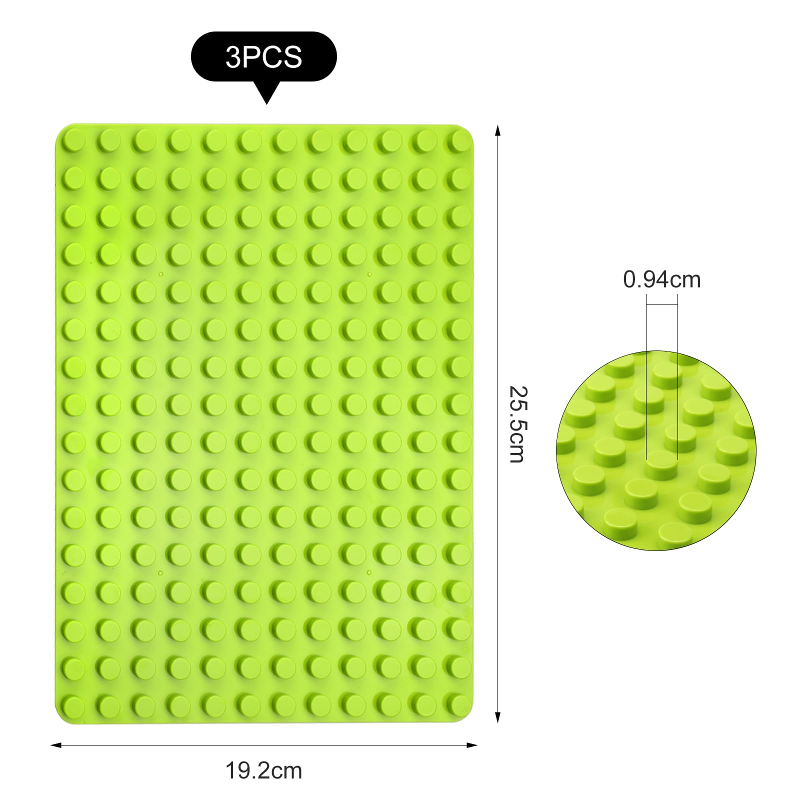 4 płyty budowlane, duże, kompatybilne z płytami Duplo, 25,5 x 19 cm, zestaw płyt Lego, płyta podstawowa, płyta podłogowa, klocki zaciskowe, zielone, płyty budowlane dla dziewcząt i chłopców
