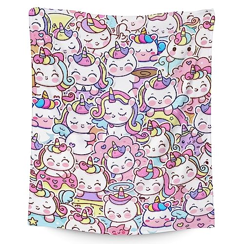 Unicorn Blanket Gifts - 30"x40" Cute Throw for Girls & Women - Pink Soft Fuzzy Blankets for Couch & Office