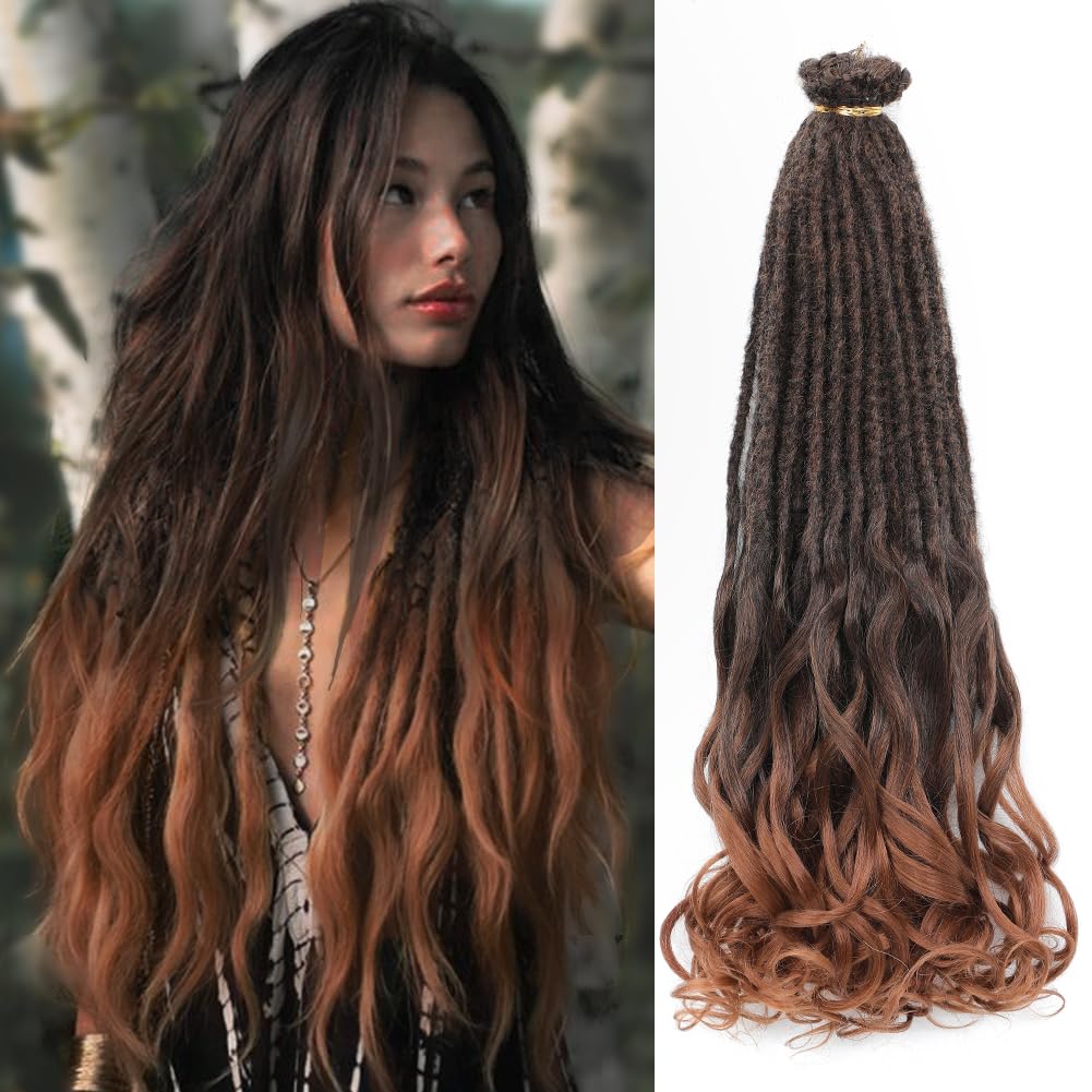 Aguacor Loose Wave Dreadlocks Synthetic French Curly Single Ended Dreadlock Extensions 24inches 20 Strands Thin Soft Spanish Curly SE Dreadlock