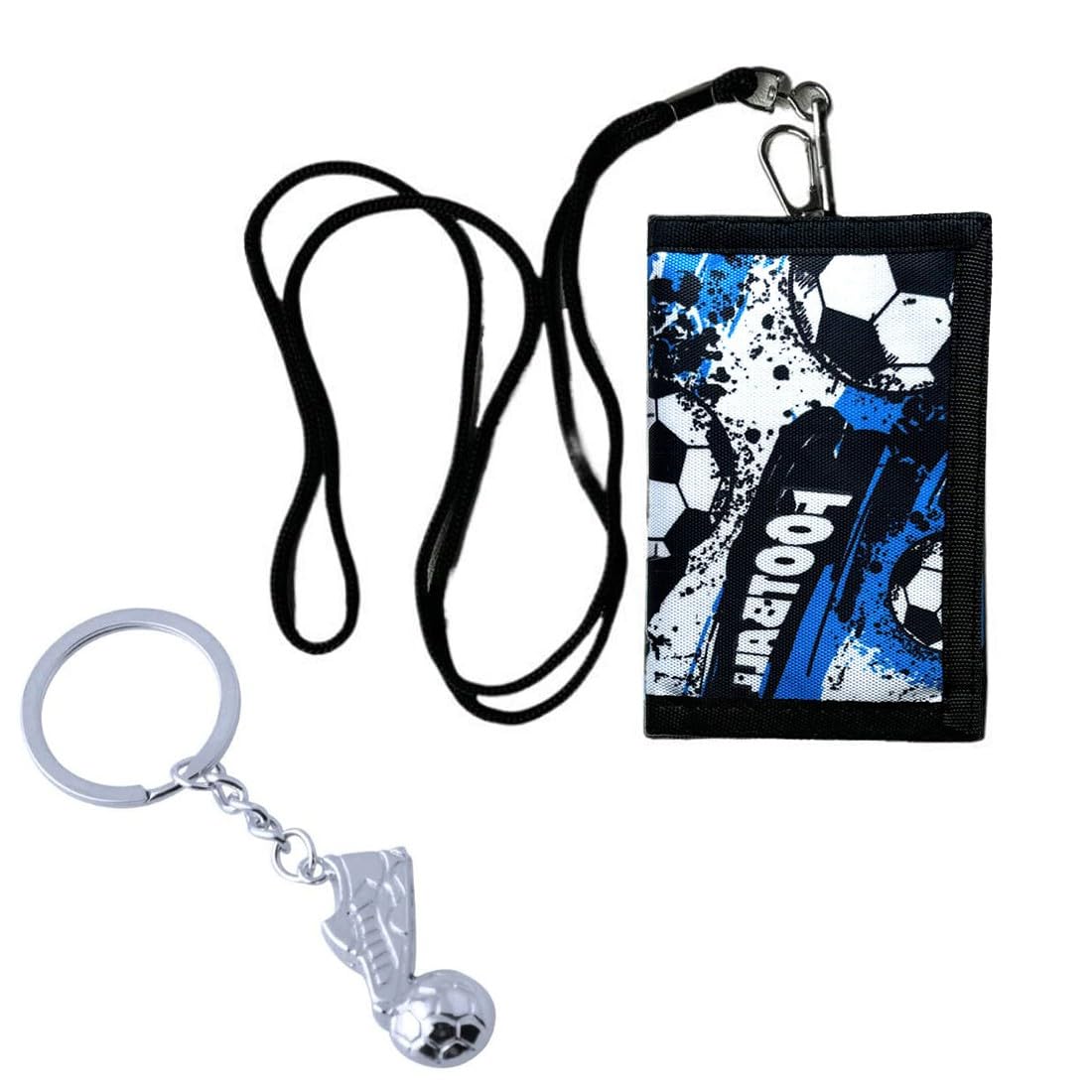 2 Portafogli Per Bambini Con Motivo Calcio - Pieghevoli, Con Portachiavi E Cordino - Foto 4