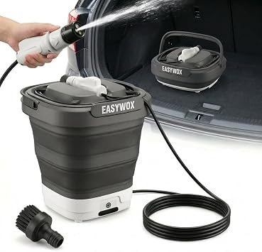 Portable Electric Pressure Washer with 3.2 Gal Tank, 4-in-1 Nozzle, Max 290 PSI Foldable Cordless Power Washer, Type-C Charging, Portable Water Sprayer for Camping, Bike, Pet, Garden, Car Wash