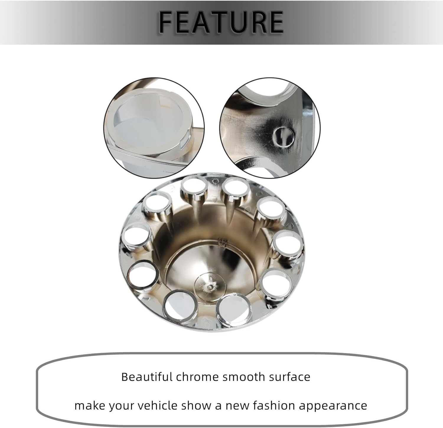 labwork Set of Chrome Front and Rear Axle Wheel Cover 33mm Screw-on Lug Nuts for 22.5 in & 24.5 in Semi Truck Wheels