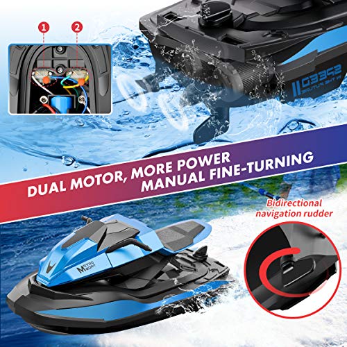 JJRC Remote Control Boats Motorcycle for Pool and Lake, 2.4GHz Speedboat for Kids with 2 Batteries 40mins Playing Time, Low Battery Reminder, RC Boat Toy for Kids(Green) - Thumbnail 7