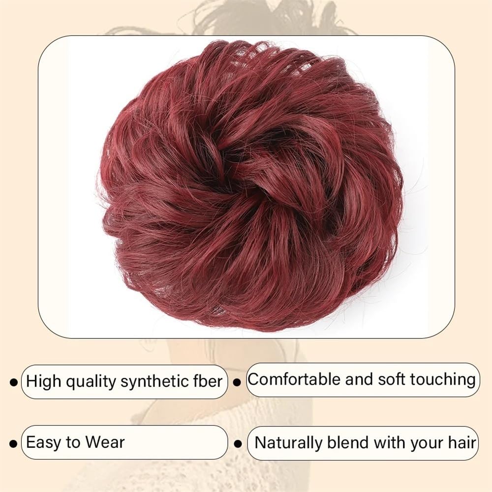 Facile da usare Chignon spettinato, acconciature spesse, extension for capelli sintetici elastici, ondulati e ricci, for coda di cavallo. Accessorio(12)