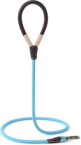 Miniatura 7 de Mile High Life Correa para perro  Correa de cuerda fuerte para perro con mango envuelto en cuero suave  Correa para perro de 5 pies con cierre