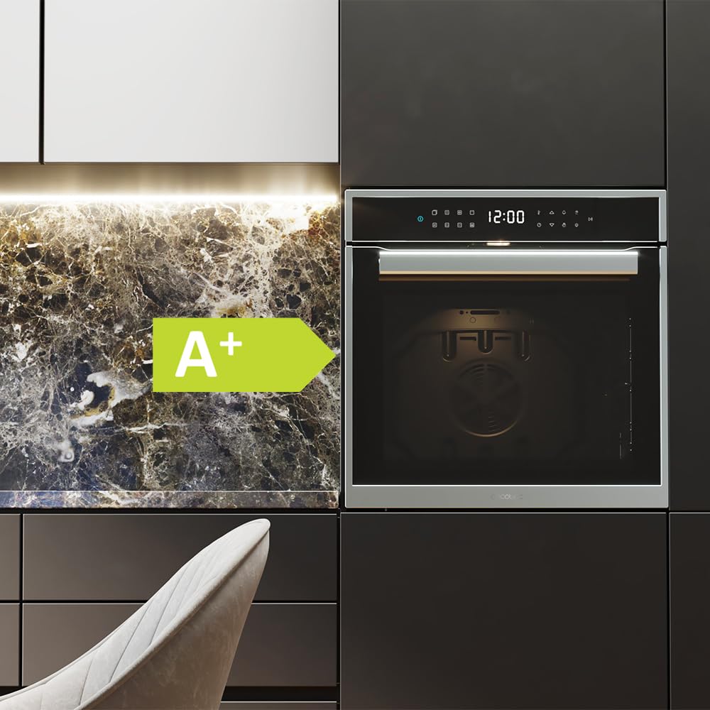 Cecotec Wbudowany piekarnik Pirolityczny 60cm Bolero Hexa P506000 Edge A+. 3400W, pojemność 81L, 11 funkcji z Airfryer Master, Pizza Master, 3D Cooking, Steam Base X2, Piroliza