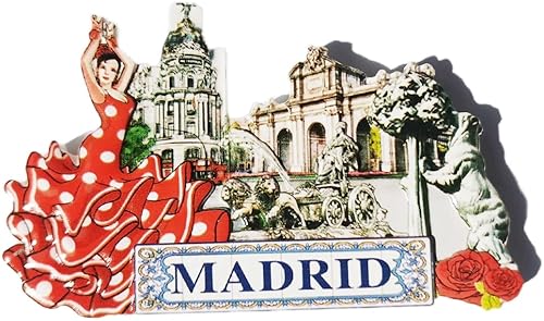 3D Madrid España imán de nevera regalo de recuerdo, resina hecha a mano Madrid imán nevera hogar y cocina decoración colección