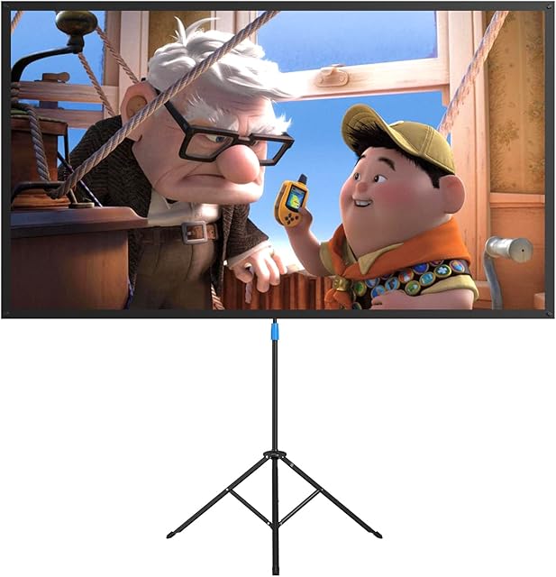 Portable Projector Screen with Stand for Home & Outdoor Movie Projection with White Movie Screen,Sturdy Tripod & Carry Bag