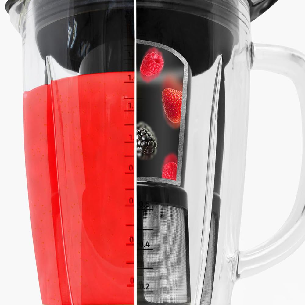 Cecotec Frullatore a Bicchiere Power Black Titanium 2500MAX Pro. Spatula 1800W, 22000 RPM, 6 Lame Titanio, Caraffa Termoresistente 1.8L, 5 Velocità, Turbo, Filtro Frullato, Metaluxe, Chiusura Ermetica